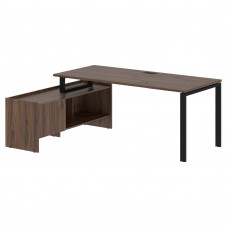 Стол с тумбой EUCT 19814 Дуб Денвер тёмный/Черный 1960х1400х750 EDIS