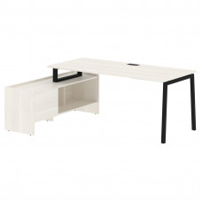 Стол с тумбой ELCT 19814 Ясень Траун/Черный 1960х1400х750 EDIS