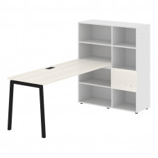 Стол-стеллаж ELRST 1117 Ясень Траун/Черный/Белый 2190х1120х1355 EDIS