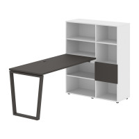 Стол-стеллаж EVRST 1115 Мокко/Мокко/Белый 1990х1120х1355 EDIS