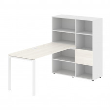 Стол-стеллаж EURST 1115 Ясень Траун/Белый/Белый 1990х1120х1355 EDIS