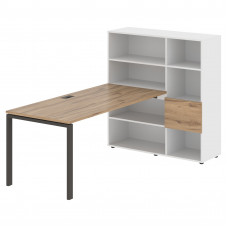 Стол-стеллаж EURST 1217 Дуб Денвер светлый/Мокко/Белый 2190х1250х1355 EDIS