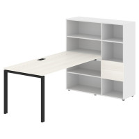 Стол-стеллаж EURST 1217 Ясень Траун/Черный/Белый 2190х1250х1355 EDIS