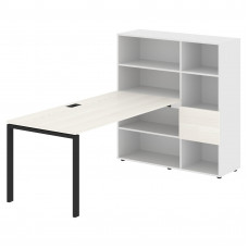 Стол-стеллаж EURST 1217 Ясень Траун/Черный/Белый 2190х1250х1355 EDIS