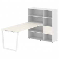 Стол-стеллаж EVRST 1217 Ясень Траун/Белый/Белый 2190х1250х1355 EDIS