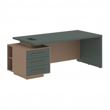 Стол руководителя с тумбой VCT 2090(L) Нефрит/Бронза браш/Кобра 2000х900х750 VELION