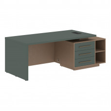 Стол руководителя с тумбой VCT 2190(R) Нефрит/Бронза браш/Кобра 2100х900х750 VELION