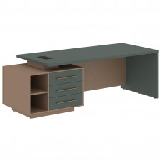 Стол руководителя с тумбой VCT 2390(L) Нефрит/Бронза браш/Кобра 2300х900х750 VELION