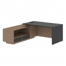 Стол руководителя с тумбой VCT 1919(L) Яшма черный/Бронза браш/Кобра 1900х1900х750 VELION