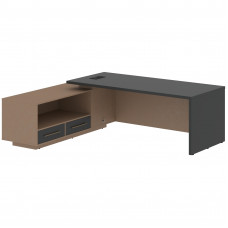 Стол руководителя с тумбой VCT 2319(L) Яшма черный/Бронза браш/Кобра 2300х1900х750 VELION