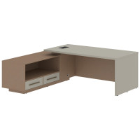 Стол руководителя с тумбой VCT 2119(L) Аметист/Бронза браш/Кобра 2100х1900х750 VELION