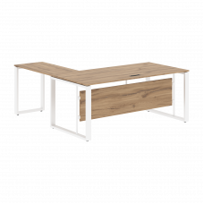 Стол руководителя угловой ECT 1819 Дуб Денвер светлый/Белый 1800х1900х750 ENIO