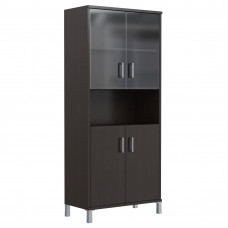 Шкаф высокий с малыми стеклянными и глухими дверьми B 430.10 Венге Магия 900х450х2054 BORN