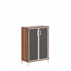 Шкаф средний со стеклянными дверьми в AL-рамке B 420.7 Орех Даллас 900х450х1286 BORN