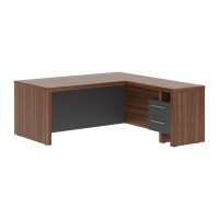 Стол руководителя с тумбой приставной ZCT 1819H.A(R) Антрацит/Орех Даллас 1800х1900х750 ZENN