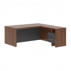 Стол руководителя с тумбой приставной ZCT 1819H.A(R) Антрацит/Орех Даллас 1800х1900х750 ZENN