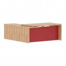 Стол руководителя TLCT 1820(R) Дуб Бофорд Z/Красный 1800х2000х750 TORR LUX
