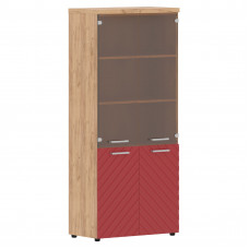 Шкаф комбинированный с топом TLHC 85.2 Красный/Дуб Бофорд Z 854х452х1968 TORR LUX