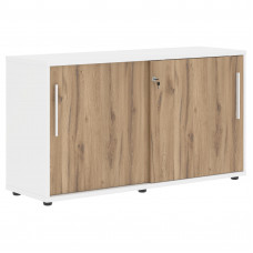 Шкаф низкий с дверьми купе ELC 1343 Дуб Денвер светлый/Белый/Белый 1346х430х750 EDIS
