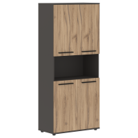 Шкаф высокий широкий EHCS 85.4 Дуб Денвер светлый/Черный/Мокко 852х430х1967 EDIS