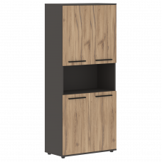 Шкаф высокий широкий EHCS 85.4 Дуб Денвер светлый/Черный/Мокко 852х430х1967 EDIS