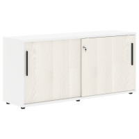 Шкаф низкий с дверьми купе ELC 1643 Ясень Траун/Черный/Белый 1606х430х750 EDIS