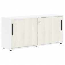 Шкаф низкий с дверьми купе ELC 1643 Ясень Траун/Черный/Белый 1606х430х750 EDIS