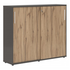 Шкаф средний с дверьми купе EMC 1643 Дуб Денвер светлый/Белый/Мокко 1606х430х1355 EDIS