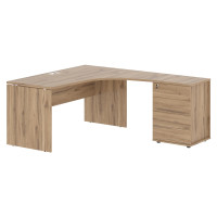 Стол эргономичный с тумбой EDCET 1518(R) Дуб Денвер светлый/Белый 1560х1880х750 EDIS