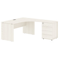 Стол эргономичный с тумбой EDCET 1518(R) Ясень Траун/Мокко 1560х1880х750 EDIS