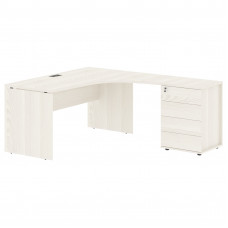 Стол эргономичный с тумбой EDCET 1518(R) Ясень Траун/Мокко 1560х1880х750 EDIS