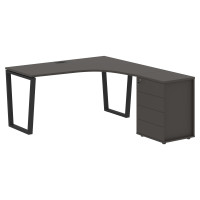 Стол эргономичный с тумбой EVCET 1518(R) Мокко/Черный 1560х1880х750 EDIS