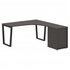 Стол эргономичный с тумбой EVCET 1518(R) Мокко/Черный 1560х1880х750 EDIS