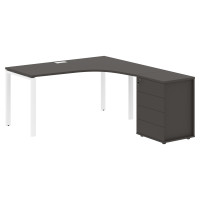 Стол эргономичный с тумбой EUCET 1518(R) Мокко/Белый 1560х1880х750 EDIS