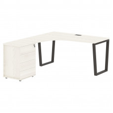 Стол эргономичный с тумбой EVCET 1518(L) Ясень Траун/Мокко 1560х1880х750 EDIS