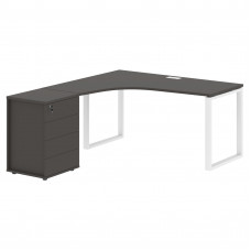 Стол эргономичный с тумбой EQCET 1518(L) Мокко/Белый 1560х1880х750 EDIS