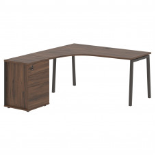 Стол эргономичный с тумбой ELCET 1518(L) Дуб Денвер тёмный/Мокко 1560х1880х750 EDIS