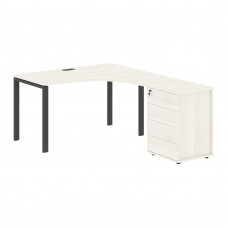 Стол эргономичный с тумбой EUCET 1318(R) Ясень Траун/Мокко 1360х1880х750 EDIS