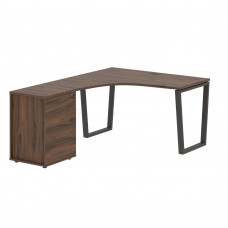 Стол эргономичный с тумбой EVCET 1318(L) Дуб Денвер тёмный/Мокко 1360х1880х750 EDIS