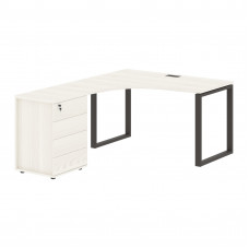 Стол эргономичный с тумбой EQCET 1318(L) Ясень Траун/Мокко 1360х1880х750 EDIS