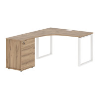 Стол эргономичный с тумбой EQCET 1318(L) Дуб Денвер светлый/Белый 1360х1880х750 EDIS