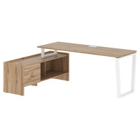 Стол с тумбой EVCT 19614 Дуб Денвер светлый/Белый 1960х1400х750 EDIS