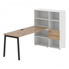 Стол-стеллаж ELRST 1117 Дуб Денвер светлый/Черный/Белый 2190х1120х1355 EDIS
