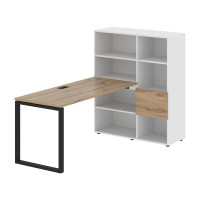 Стол-стеллаж EQRST 1115 Дуб Денвер светлый/Черный/Белый 1990х1120х1355 EDIS