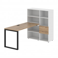 Стол-стеллаж EQRST 1115 Дуб Денвер светлый/Черный/Белый 1990х1120х1355 EDIS