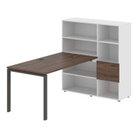 Стол-стеллаж EURST 1215 Дуб Денвер тёмный/Мокко/Белый 1990х1250х1355 EDIS