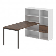 Стол-стеллаж EURST 1215 Дуб Денвер тёмный/Мокко/Белый 1990х1250х1355 EDIS