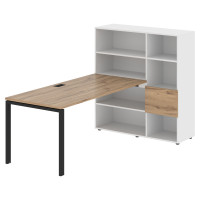 Стол-стеллаж EURST 1217 Дуб Денвер светлый/Черный/Белый 2190х1250х1355 EDIS