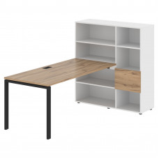 Стол-стеллаж EURST 1217 Дуб Денвер светлый/Черный/Белый 2190х1250х1355 EDIS
