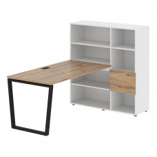 Стол-стеллаж EVRST 1215 Дуб Денвер светлый/Черный/Белый 1990х1250х1355 EDIS